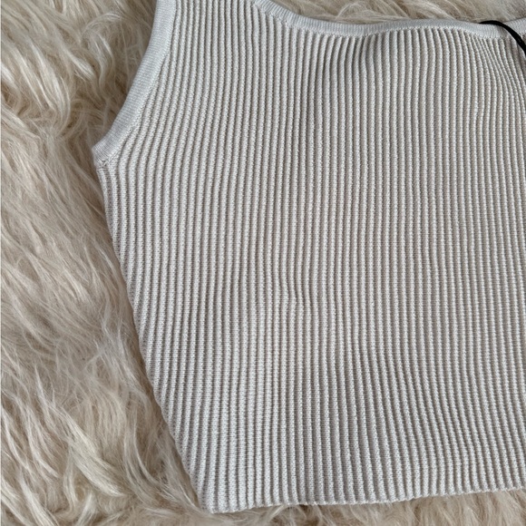 NWT Babaton Sculpt Knit Squareneck Matte Pearl Top - Picture 2 of 7